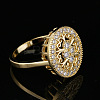 Oval Brass Micro Pave Clear Cubic Zirconia Finger Rings for Women FS-WGE5686-01-3