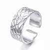 Non-Tarnish 304 Stainless Steel Textured Open Cuff Ring RJEW-T023-38P-3