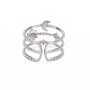 304 Stainless Steel Sun and Moon Open Cuff Ring for Women RJEW-S405-152P-2