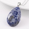 Teardrop Platinum Tone Brass Sodalite Pendants G-F267-07H-1