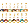 14Pcs 7 Colors Chakra Natural & Synthetic Gemstone Chips Beads & Alloy Tree of Life Pendant Decorations HJEW-FH00151-1
