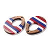 Independence Day Opaque Striped Resin & Walnut Wood Pendants RESI-U010-02N-2
