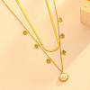 Summer 304 Stainless Steel & White Acrylic Pendant Double Layered Necklaces for Women NJEW-U044-02A-G-1