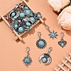 20Pcs 5 Style Alloy Pave Imitation Turquoise Pendant Decorations HJEW-YW00195-5