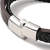 Microfiber Leather Braided Double Loops Multi-strand Bracelet with 304 Stainless Steel Magnetic Clasp for Men Women BJEW-C021-13-P-4