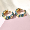 Flower Brass Enamel Hoop Earrings EJEW-R018-06G-1