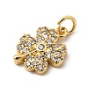 Brass Micro Pave Clear Cubic Zirconia Clover Charms KK-I360-043G-2