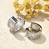 304 Stainless Steel Micro Pave Clear Cubic Zirconia Huggie Hoop Earrings EJEW-C096-55P-4