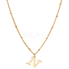 1Pc Brass Chain & 304 Stainless Steel Letter Pendant Necklaces NJEW-LP0001-35N-G-1