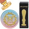 Brass Wax Seal Stamp with Wood Handle AJEW-WH0412-0272-1