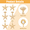 3 Pairs 3 Style Alloy Starfish Dangle Stud Earrings with Plastic Pearl Beaded EJEW-FI0002-95-5