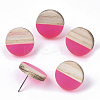 Transparent Resin & Wood Stud Earrings EJEW-N017-003A-D05-1