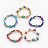 Synthetic Turquoise(Dyed) Beads Kids Stretch Bracelets BJEW-JB03889-1