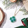 Glass Seed Beaded Clover Pendant 304 Stainless Steel Cable Chain Necklaces for Women NJEW-MZ00128-01-1