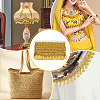 Polyester Braided Metallic Lace Trim with Metal Flat Round Tassel OCOR-WH0082-537A-5