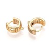 Brass Micro Pave Cubic Zirconia Hoop Earring Finding KK-N261-49G-2