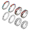 8Pcs 4 Styles Rhinestone Tennis Chains Stretch Ring for Women RJEW-HY0001-07A-1