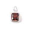 925 Sterling Silver Pave Cubic Zirconia Square Charms with Jump Rings and 925 Stamp STER-D288-05S-04-1