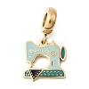 304 Stainless Steel Light Blue Enamel European Dangle Charms STAS-D153-18G-1