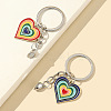 Alloy Enamel Rainbow Color Heart Pendant Keychains RABO-PW0001-077-1