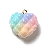 Rainbow Color Opaque Resin Waffle Beads Pendants RESI-F035-01-1
