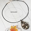 Alloy Glass Pendant Black Waxed Cord Necklaces for Women FS-WG2748D-02-2