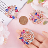 3Pcs 3 Style Colorful Dyed Quartz Flower & Heart Brooch Pins FIND-GF0005-31-3