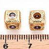 Brass Micro Pave Cubic Zirconia Beads KK-C051-28G-01-3