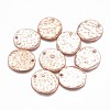 Alloy Blank Flat Round Hammered Pendants LS-PALLOY-M031-07RG-1