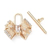 Brass Pave Clear Cubic Zirconia Toggle Clasps KK-G474-04G-1