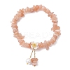 Natural Sunstone Chip Beaded Charm Bracelets BJEW-JB12312-01-2