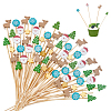 100Pcs Christmas Theme Disposable Bamboo Sticks AJEW-UN0002-64-1