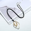 Rhombus Alloy Pendant Black Waxed Cord Necklaces for Women FS-WG0E821-01-1