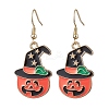 3Pairs 3 Styles Halloween Alloy Enamel Dangle Earrings EJEW-JE05823-4