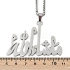 201 Stainless Steel Arabic Pendant Box Chain Necklaces for Women Men LS-NJEW-R013-06P-5