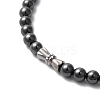 Synthetic Non-magnetic Hematite Oval Pendant Necklace with Round Beaded Chains NJEW-R259-02-4