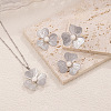 304 Stainless Steel Imitation Pearl Flower Stud Earrings & Pendant Necklaces & Rings Sets for Women WG65500-05-2
