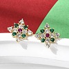 Rhombus Brass Micro Pave Cubic Zirconia Stud Earrings EJEW-L306-02G-1