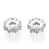 Rhodium Plated 925 Sterling Silver Micro Pave Clear Cubic Zirconia Spacer Beads STER-T007-15P-2