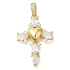 Brass Pave Clear Cubic Zirconia Pendants KK-M101-05G-01-1