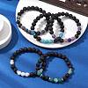Natural Weathered Agate Stretch Bracelets BJEW-JB11101-2