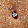 316L Surgical Stainless Steel Cubic Zirconia Flat Round Curved Barbell Belly Rings WGC75B2-01-1