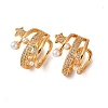 Star with Moon Brass Micro Pave Clear Cubic Zirconia Cuff Earrings EJEW-Z127-08G-4