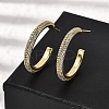 Brass Clear Cubic Zirconia C-Shaped Stud Earrings EJEW-L261-026G-1