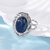 Oval Natural Lapis Lazuli Finger Rings RJEW-M063-01P-14-3
