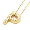 Brass & Plastic Pearl Letter Pendant Box Chain Necklaces for Women NJEW-U017-01G-16-2