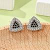 Brass Micro Pave Cubic Zirconia Stud Earrings for Women EJEW-G428-11P-03-3
