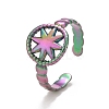 Rainbow Color Ion Plating (IP) 304 Stainless Steel Open Cuff Rings RJEW-A005-27MC-2