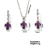 Elegant Cross Brass Rhinestones Necklace & Hoop Earrings Set for Women LS-XB3228-3-1