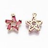 Brass Micro Pave Cubic Zirconia Charms KK-S359-021B-RS-2